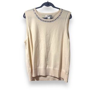 Vintage Judith Hart Beige Sweater Vest Sequin Women’s Plus Size 3X NWT Spring